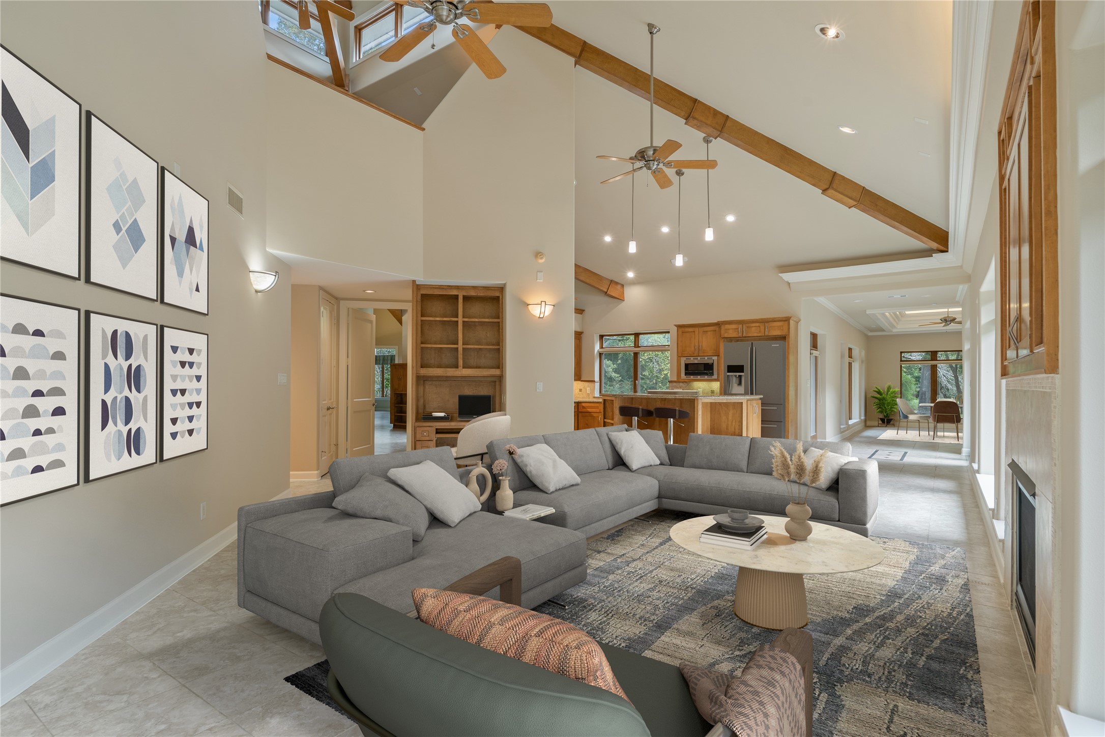 Virtually staged family room