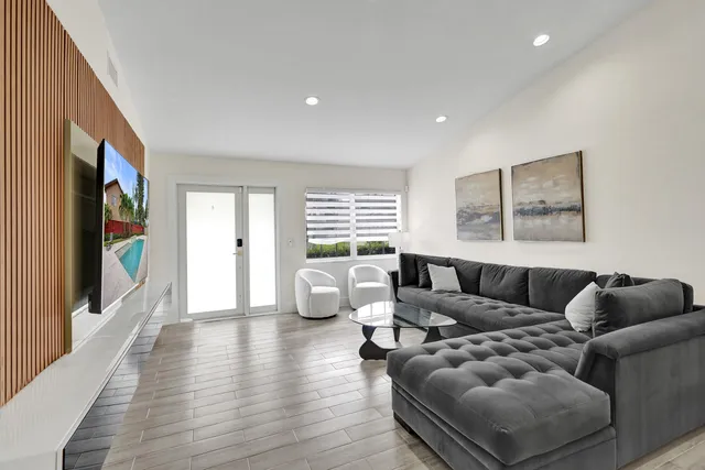 a view of a porch in front of a house