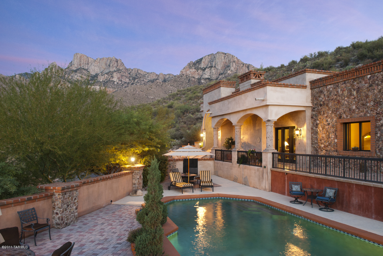 2188 East Buck Ridge Place Oro Valley, AZ 85737 - Photo 2 of 22 a view of a house with swimming pool and sitting area