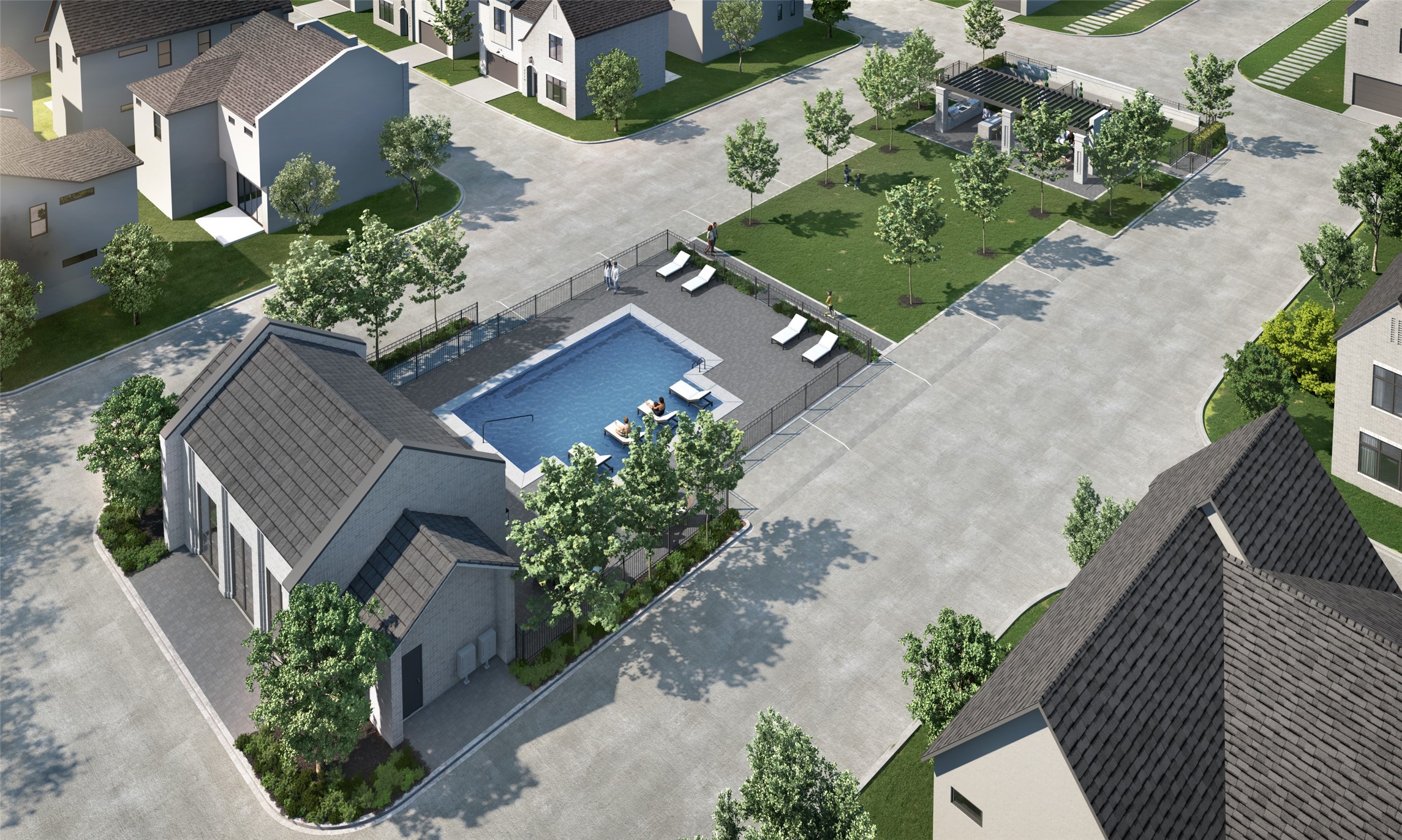 5311 Lambeth Riverside Drive Houston, TX 77091 - Photo 21 of 25 an aerial view of a house with a yard and tennis court