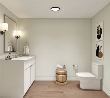 a bathroom with a toilet a sink and mirror