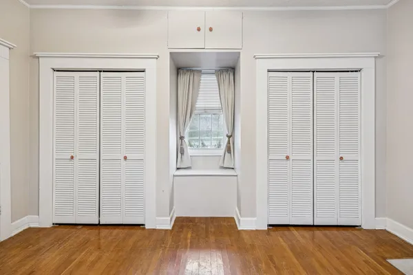 a view of a garage with wooden walls