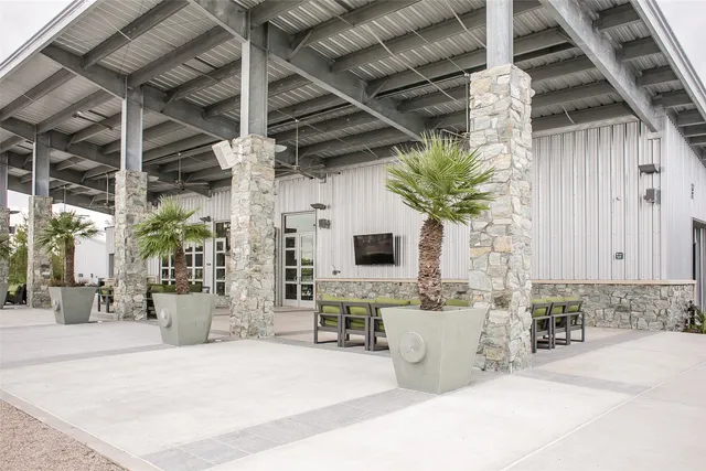 a outdoor space with a bench