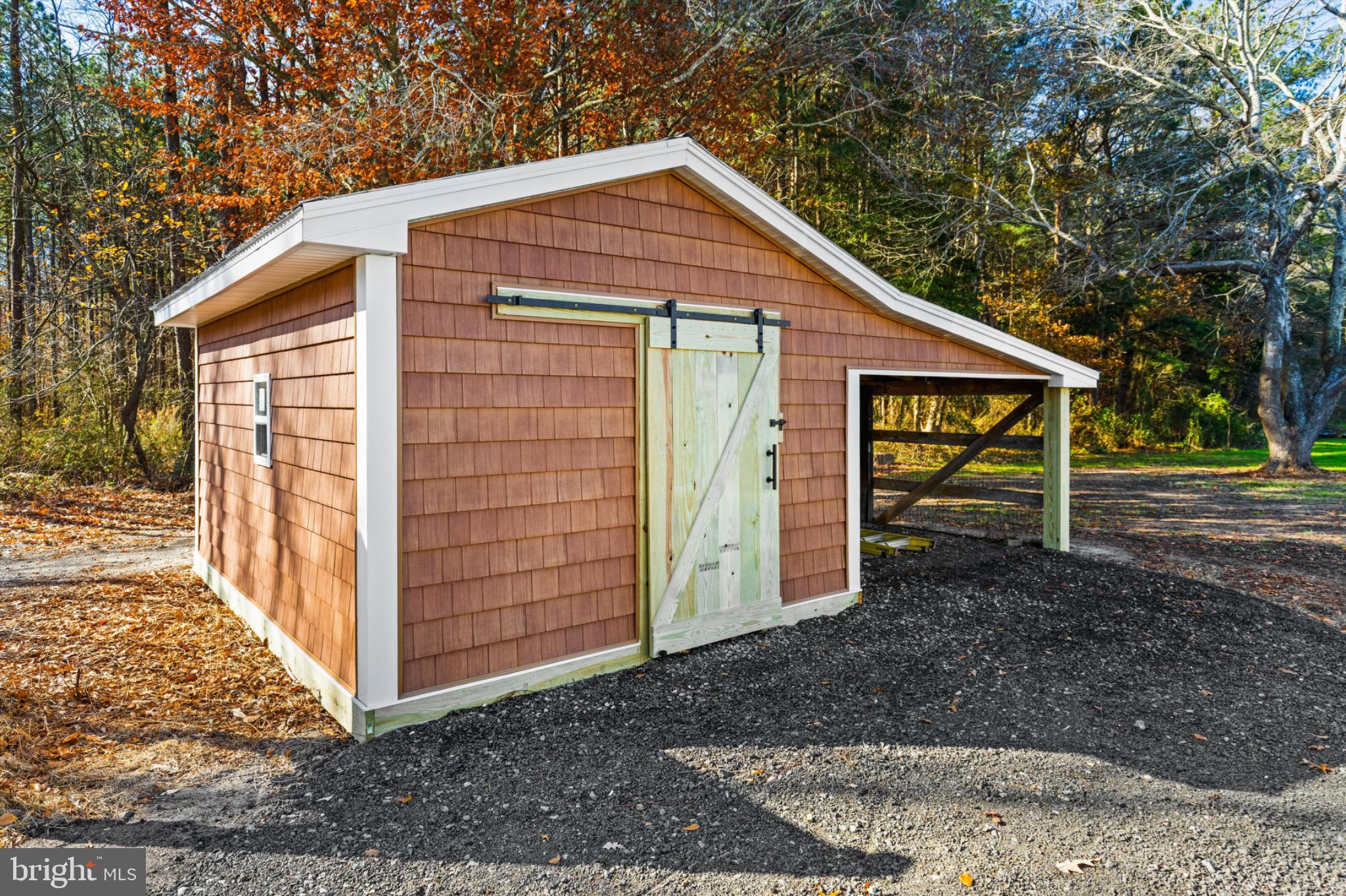 8937 Ninepin Branch Road Berlin, MD 21811 - Photo 32 of 44 Charming shed nestled in autumn foliage.