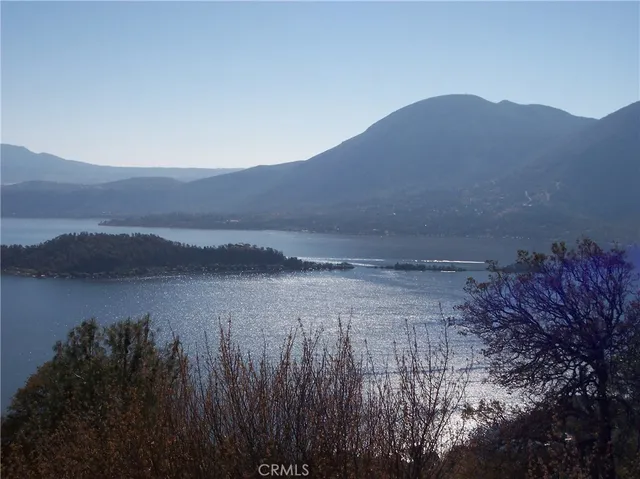 a view of a lake with a mountain in the background