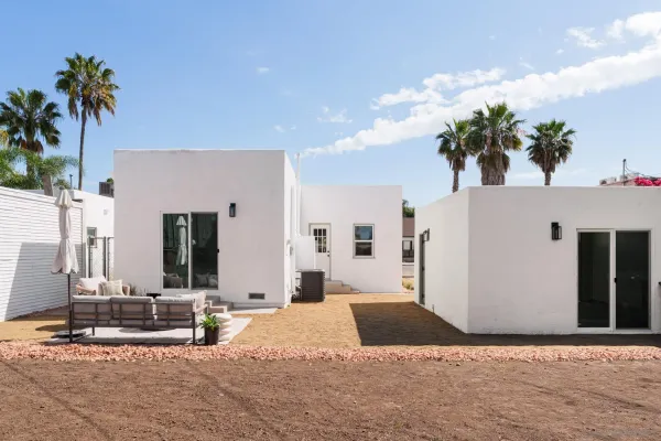 a view of a house with a patio