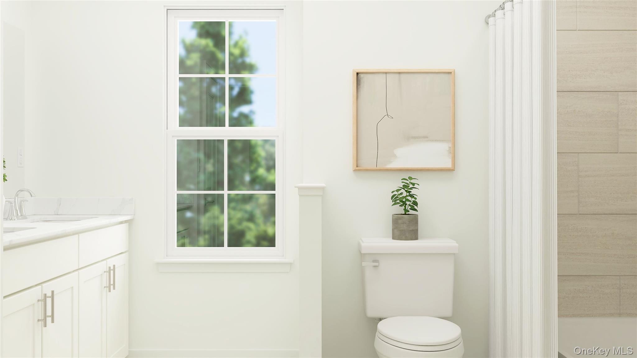 134 Pine Ridge Road Tuxedo Park, NY 10987 - Photo 18 of 22 a bathroom with a toilet a sink a window and mirror