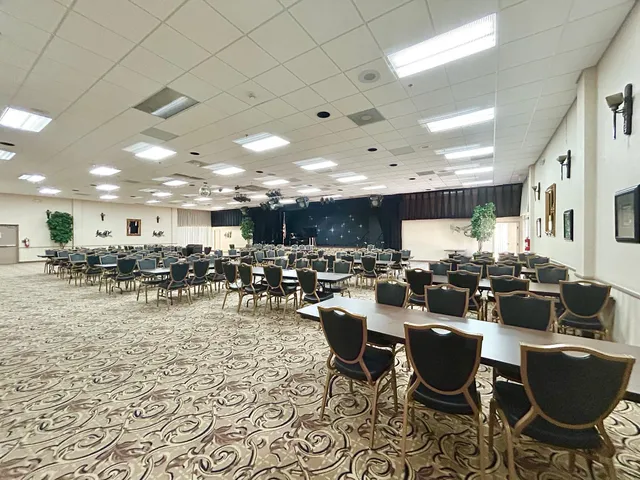 a view of a dining area with furniture