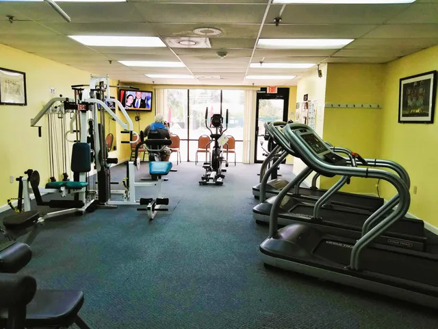 a view of a room with gym equipment