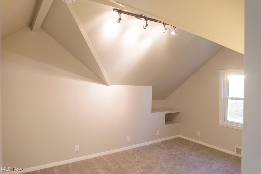 3448 Maple Road Jefferson, OH 44047 - Photo 18 of 25 Additional living space with vaulted ceiling and carpet