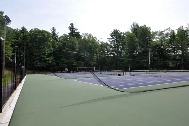 a backyard of a house with barbeque and wooden floor