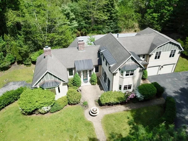 an aerial view of a house