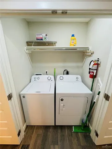 a utility room with a washer and dryer