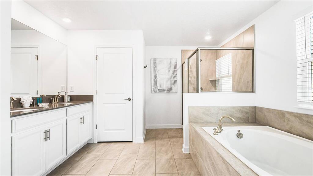 2916 Simile Street Kissimmee, FL 34746 - Photo 29 of 55 a bathroom with a tub a sink and mirrors