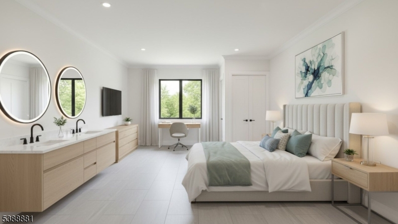 9 Century Place Passaic, NJ 07055 - Photo 6 of 9 a spacious bedroom with a bed a mirror and a window