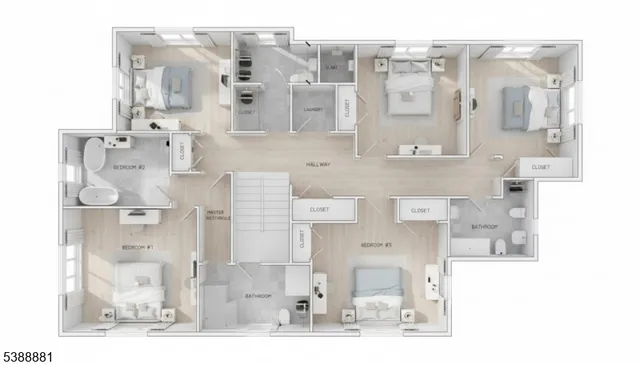 a large bathroom with a bathtub