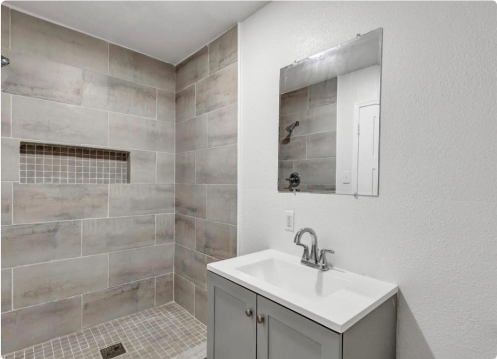 116 Trahan Street Ames, TX 77575 - Photo 19 of 23 a bathroom with a sink a mirror and shower