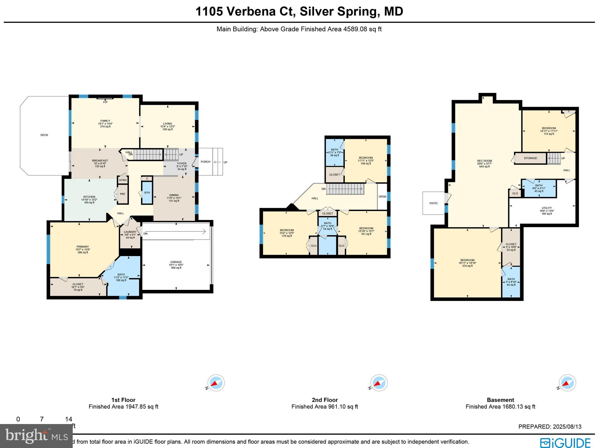 1105 Verbena Court Silver Spring, MD 20906 - Photo 78 of 78 Floor Plan of All Three Levels
