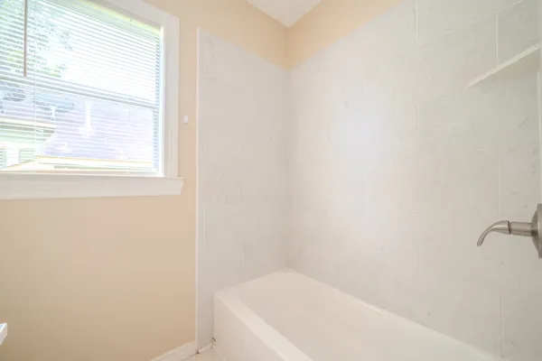 a bathroom with a bathtub