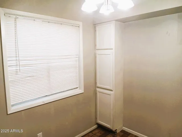 a view of a small space with a window