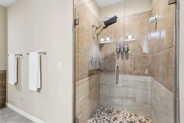 a bathroom with a shower