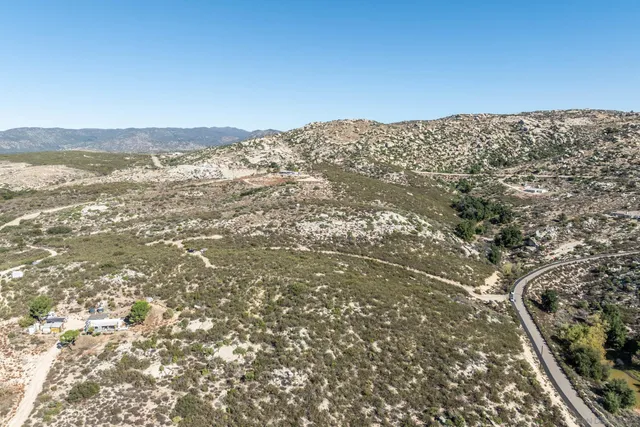 an aerial view of houses covered in trees