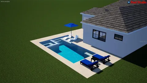 a wooden bench sitting in the middle of a building