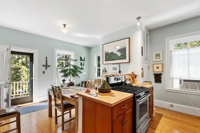 a table and chairs in a room