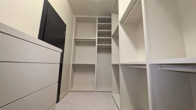 a view of an empty walk in closet