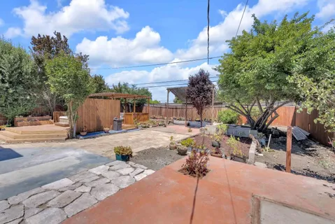 an outdoor space with seating