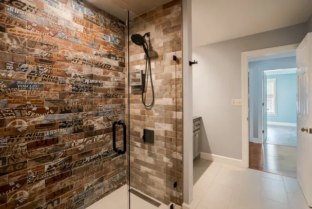 a bathroom with a shower