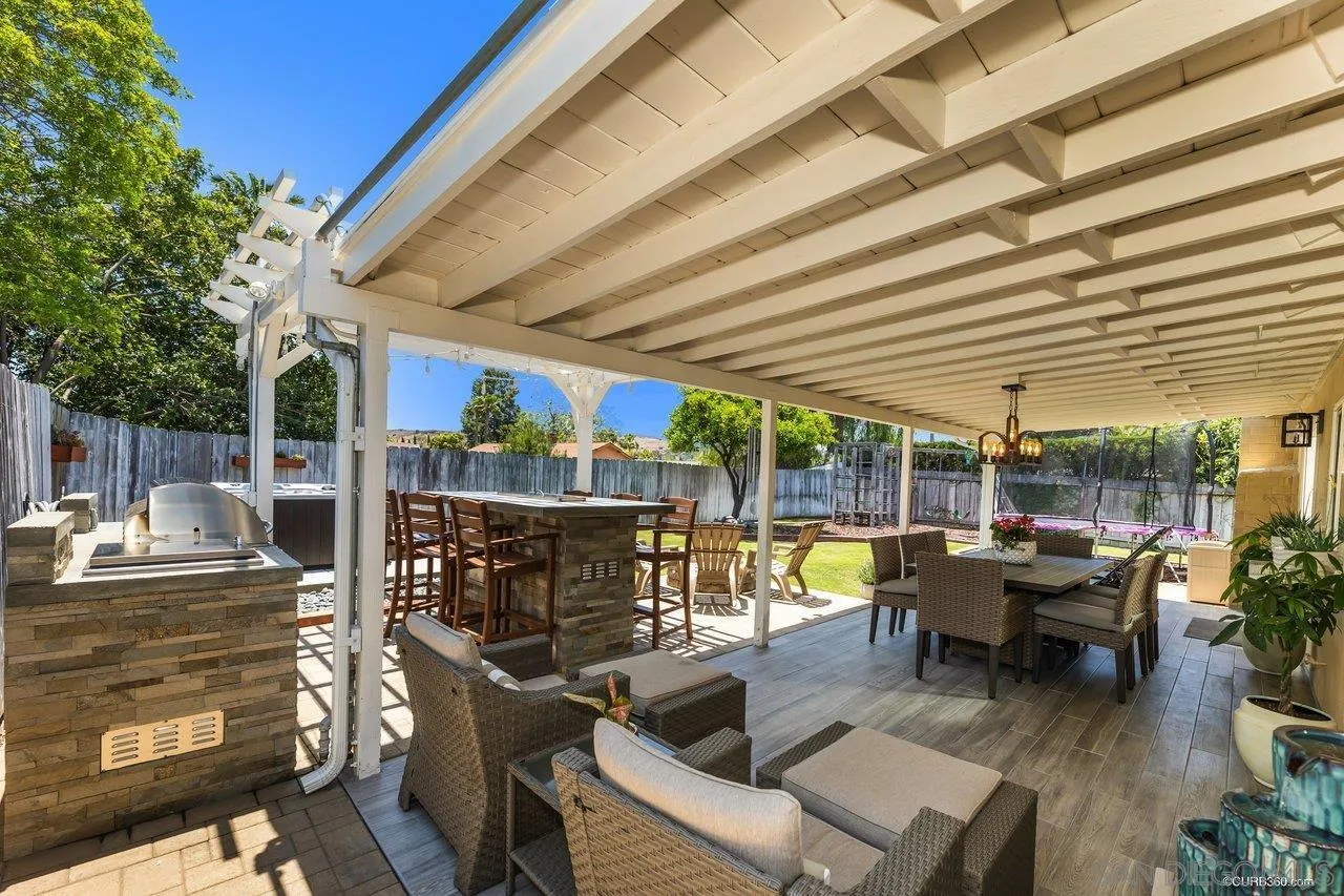 13317 Arikara Drive Poway, CA 92064 - Photo 24 of 52 a view of a patio with couches chairs and a table and chairs with wooden floor