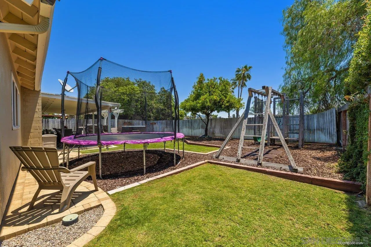 13317 Arikara Drive Poway, CA 92064 - Photo 26 of 52 a view of a backyard with a slide and potted plants