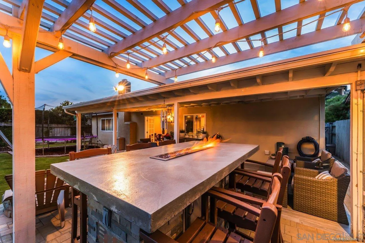 13317 Arikara Drive Poway, CA 92064 - Photo 46 of 52 a view of a patio with table and chairs with wooden floor and fence