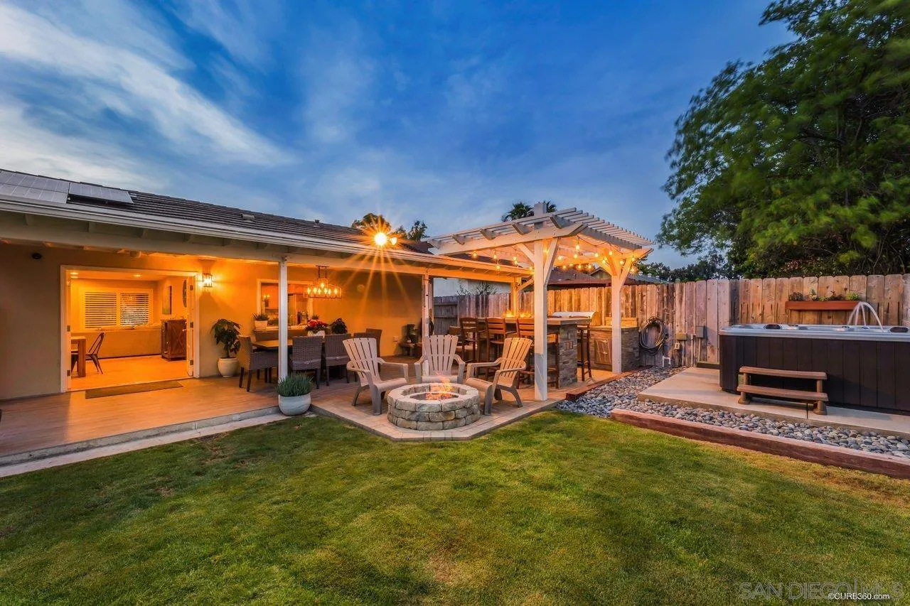 13317 Arikara Drive Poway, CA 92064 - Photo 47 of 52 a view of a patio with table and chairs under an umbrella
