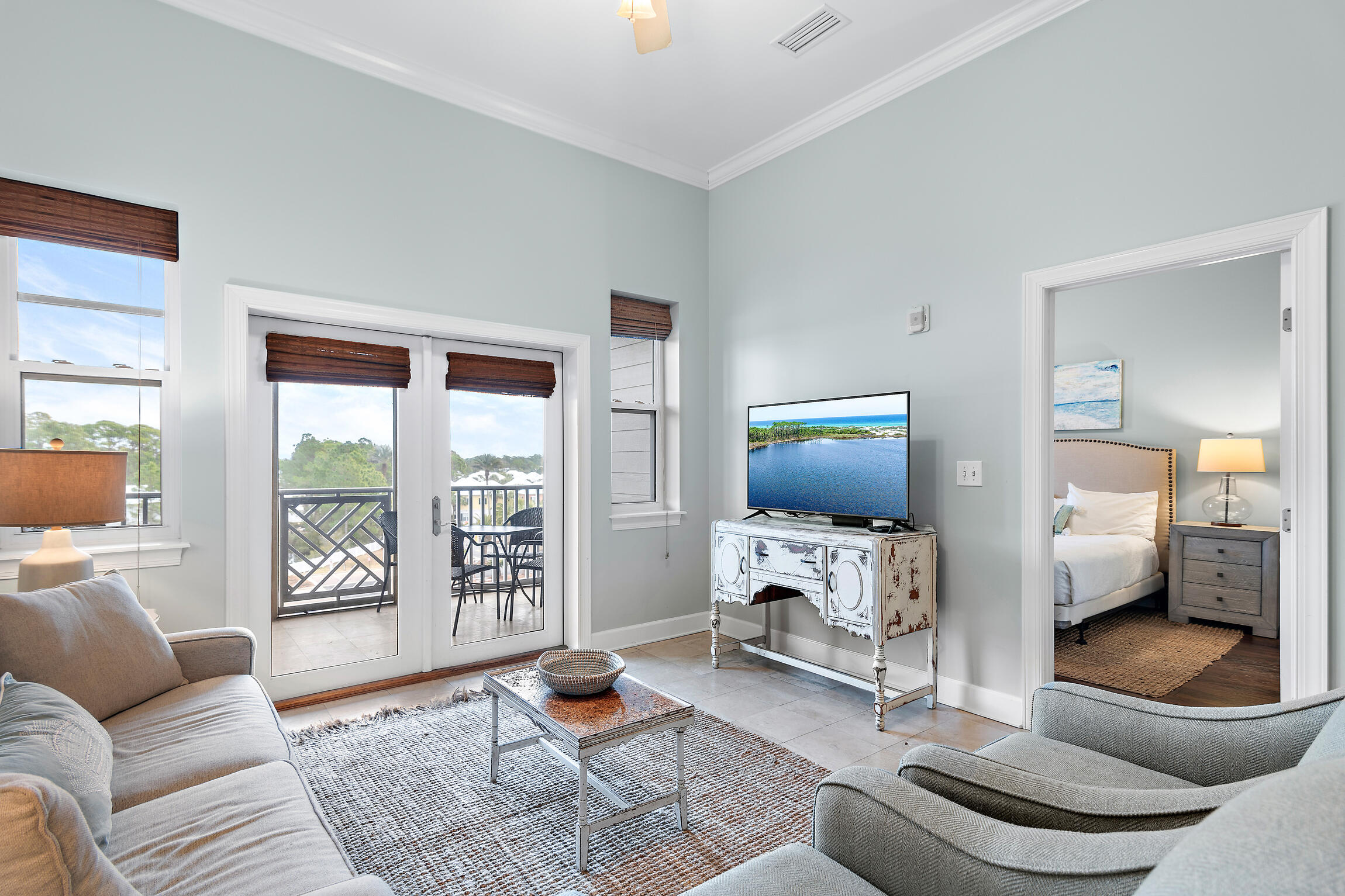 231 Somerset Bridge Road, Unit 2408 Santa Rosa Beach, FL 32459 - Photo 9 of 27 a living room with furniture and a flat screen tv