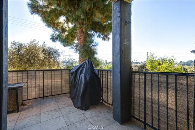 a view of a balcony with an outdoor space