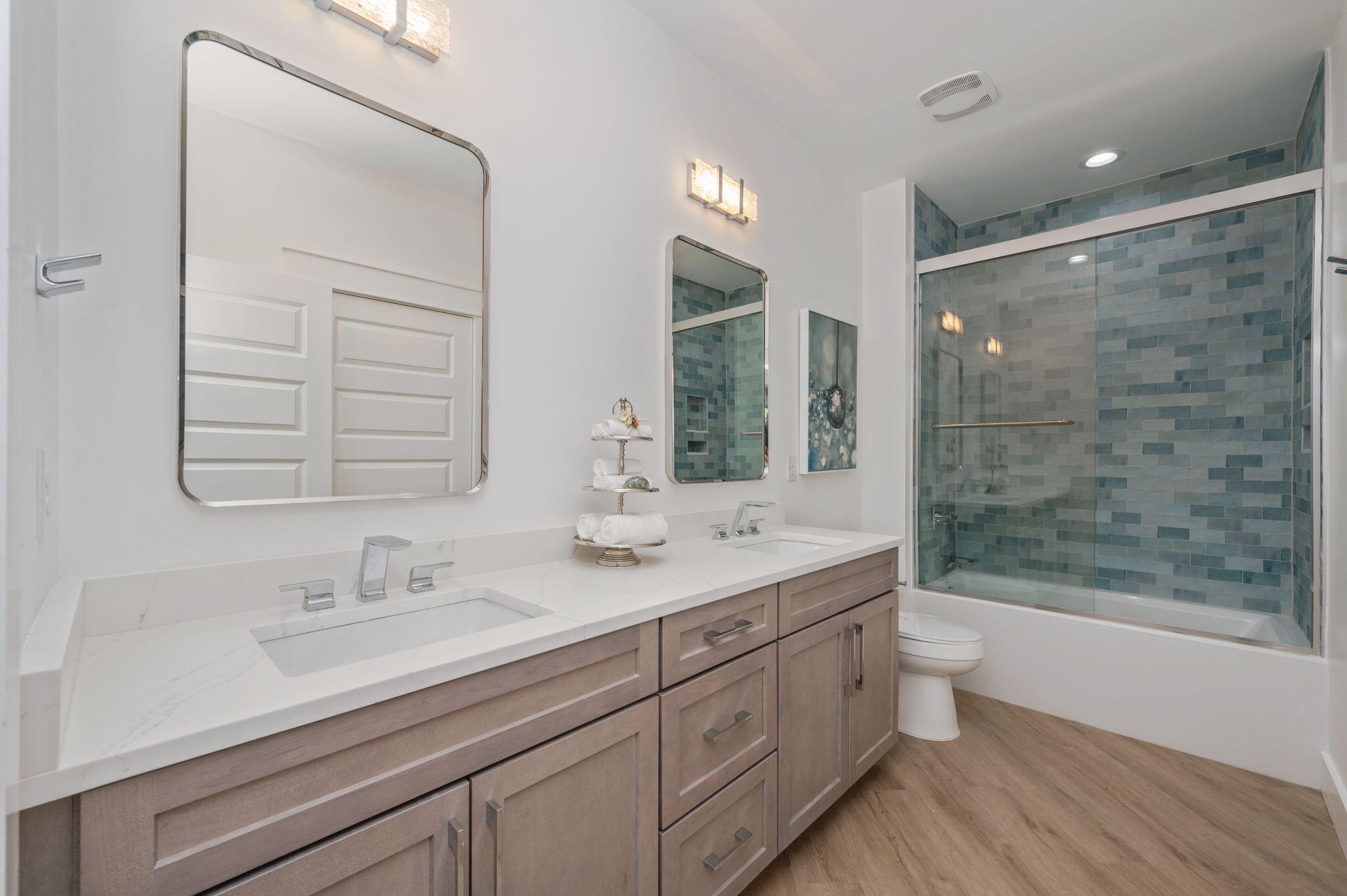 6508 West County Highway 30A Santa Rosa Beach, FL 32459 - Photo 22 of 75 a bathroom with a double vanity sink mirror double and bathtub
