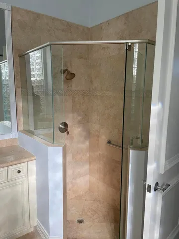 a bathroom with a shower