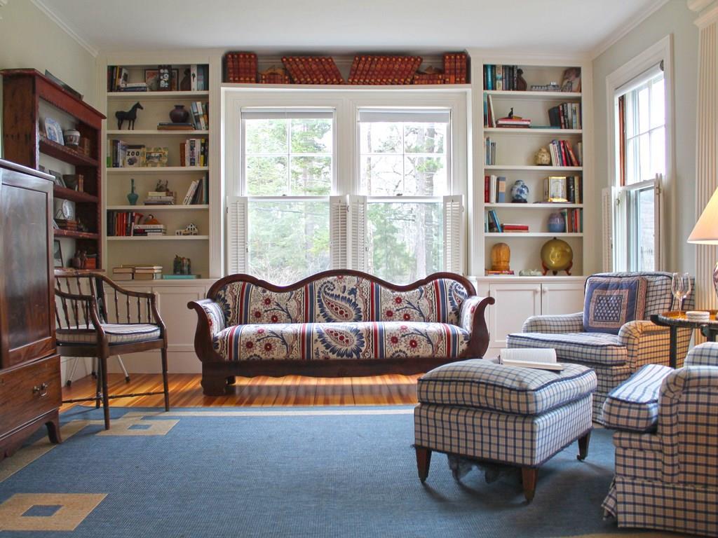 20 Rock End Road Northeast Harbor, ME 04662 - Photo 5 of 26 Living Room with built in bookcases...