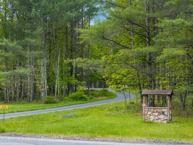 a garden view with a seating space
