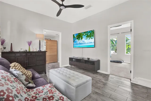 a living room with furniture and a couch