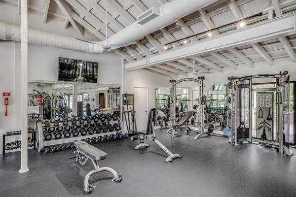 a view of a room with gym equipment