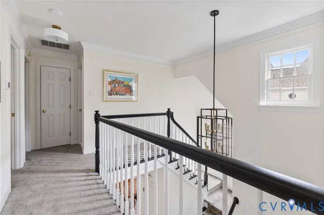 a view of hallway with stairs