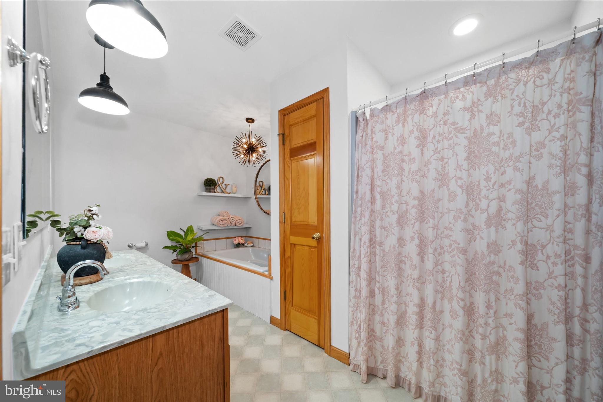 1265 Bowman Road Milford, DE 19963 - Photo 30 of 60 a room with a granite countertop sink a mirror and a shower