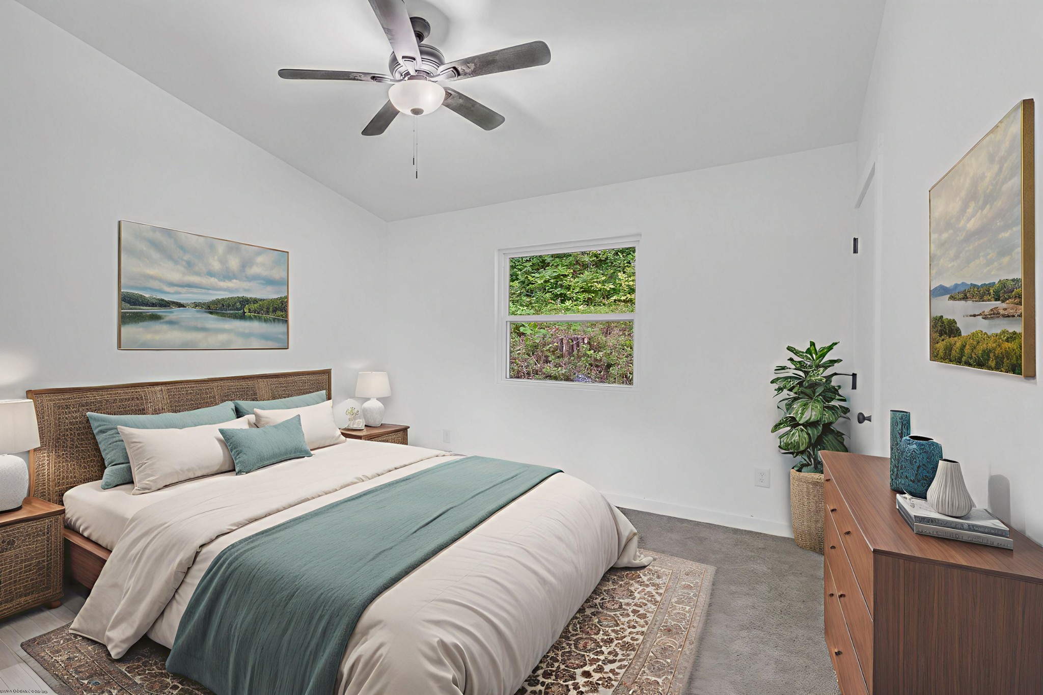 515 Big Branch Road Granville, TN 38564 - Photo 46 of 76 a bedroom with a large bed and a potted plant