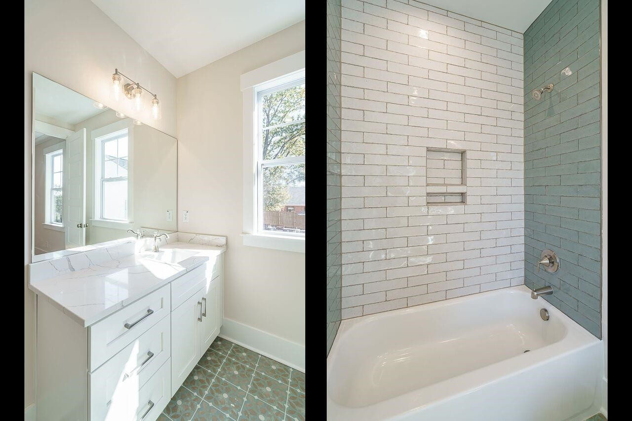 213 Georgetown Road Raleigh, NC 27608 - Photo 23 of 44 a bathroom with a tub sink and mirror