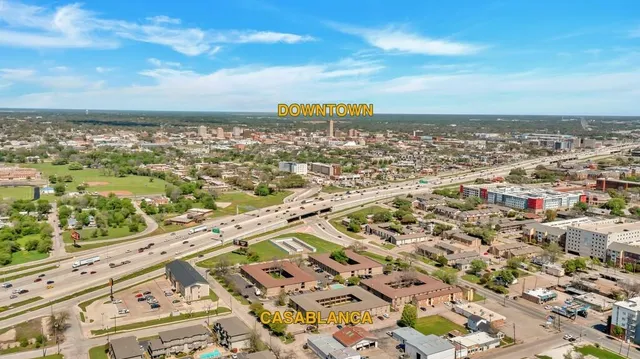 an aerial view of a city