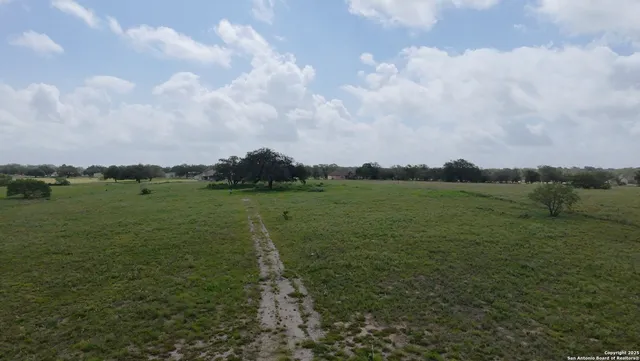 a view of a field with an ocean