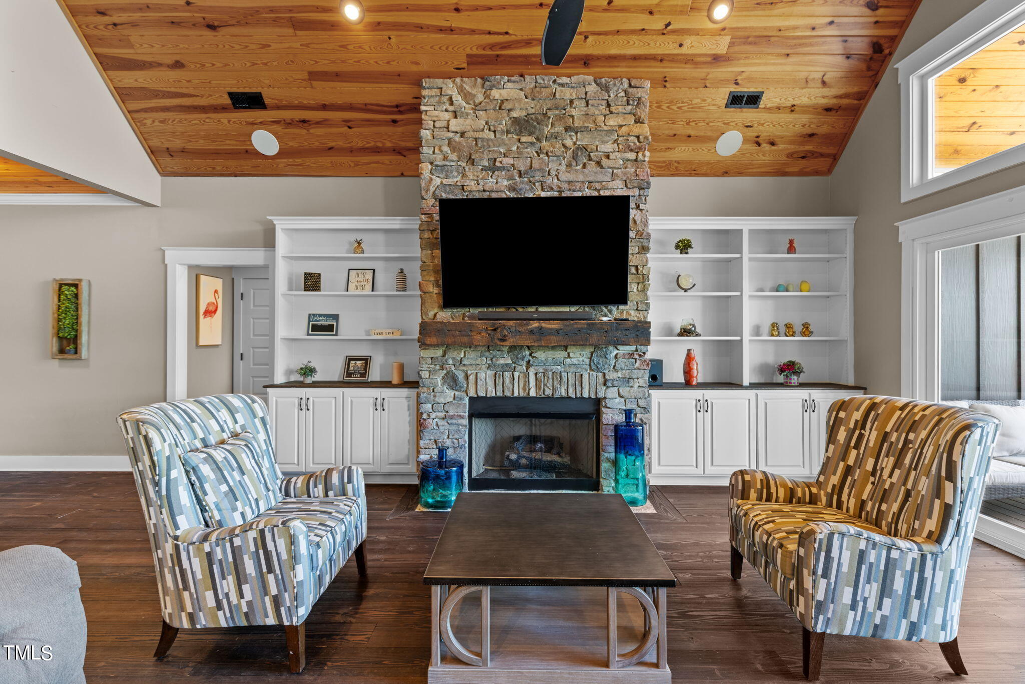 186 Polaris Point Semora, NC 27343 - Photo 11 of 73 a living room with furniture a flat screen tv and a fireplace